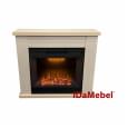 Электрокамин IDaMebel Agata молочный дуб (1005x888x283) с камином Royal Goodfire 26 с обогревом, звуком, дровами и кирпичами