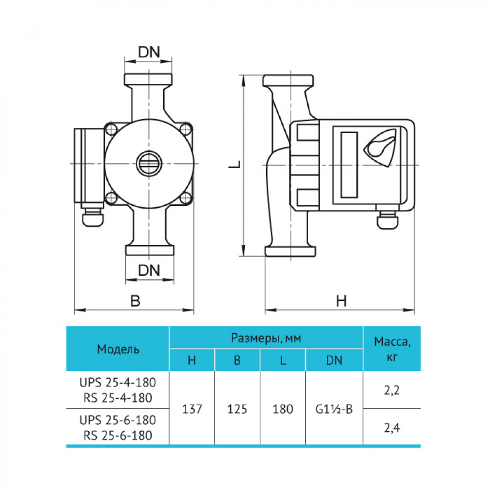 Циркуляционный насос Rudes UPS 25-4-180 (9301)