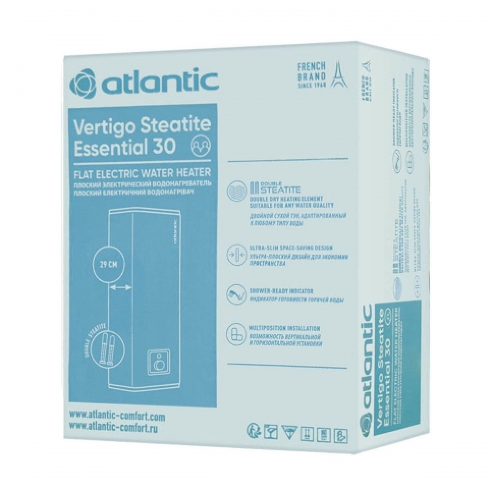 Бойлер накопичувальний електричний Atlantic Vertigo Steatite Essential 30 MP-025 2F 220E-S (1000W) (Грузия) 8214620