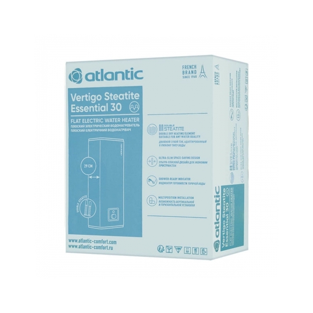 Бойлер накопичувальний електричний Atlantic Vertigo Steatite Essential 30 MP-025 2F 220E-S (1000W) (Грузія) 8214620