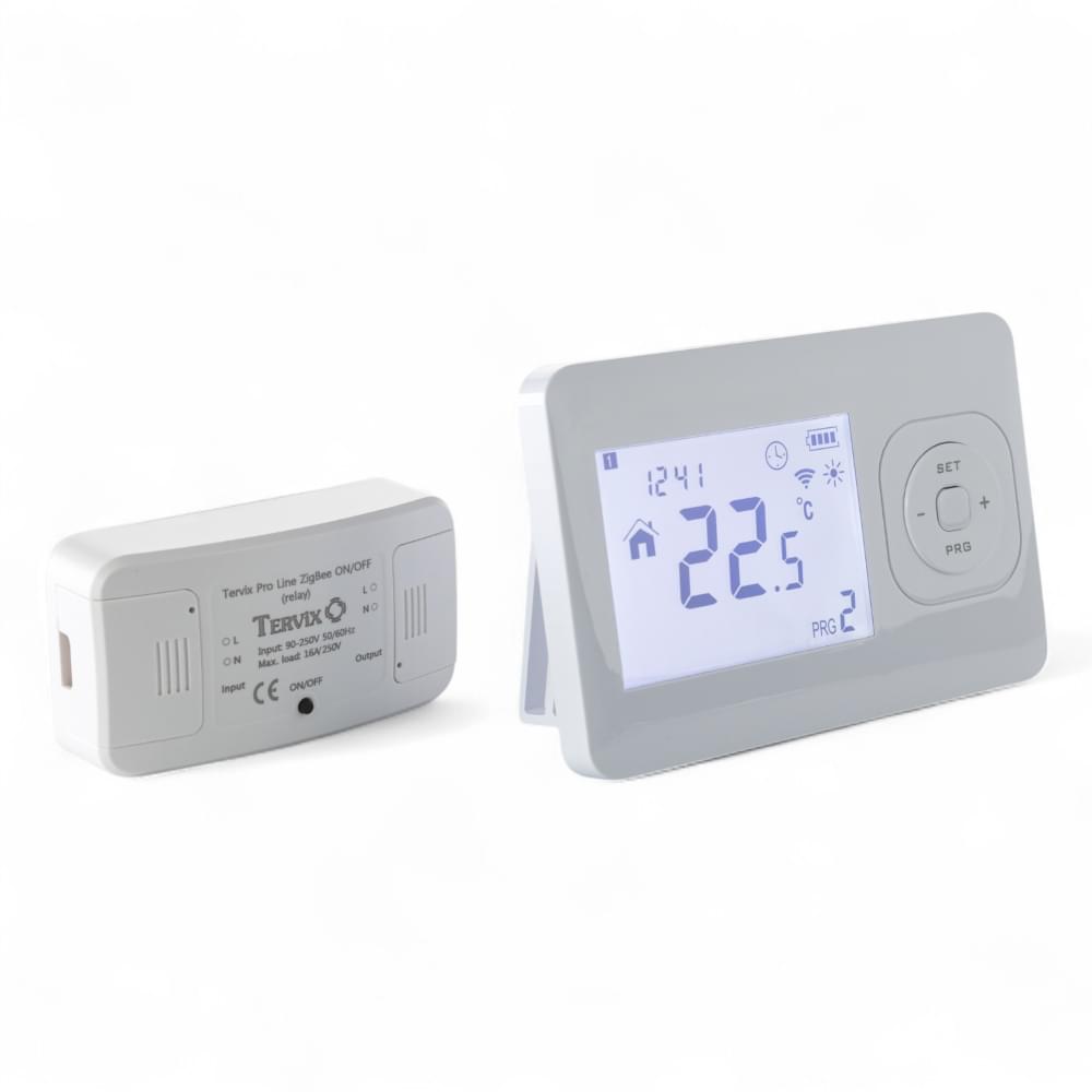 Комплект беспроводного управления отоплением Tervix Pro Line ZigBee: беспроводной термостат ZigBee Wireless + реле ZigBee On/Off (494061)