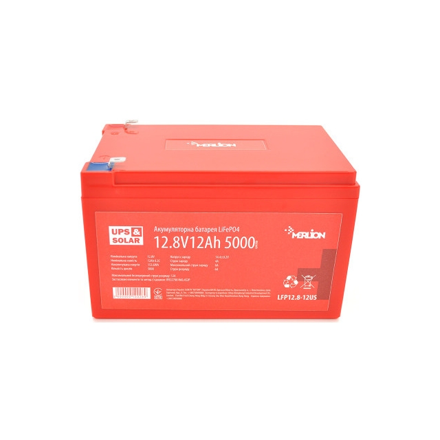 Аккумулятор литий-железо-фосфатный Merlion LFP12.8-12US LiFePO4 12.8V 12Ah (4S2P/BMS-15A)