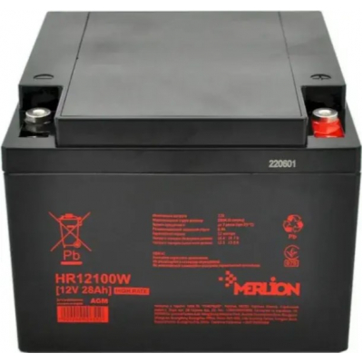 Аккумулятор свинцово-кислотный (AGM) Merlion HR12100W (12V 28Ah)