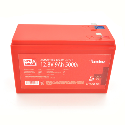 Аккумулятор литий-железо-фосфатный Merlion LFP12.8-9US LiFePO4 12,8В 9Ач (4S3P/BMS-10A) для ИБП и систем резервного питания