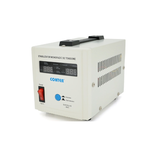 Стабилизатор напряжения релейный Conter SVR-PLUS-500VA/375W (0,375 кВт, 1 фаза)