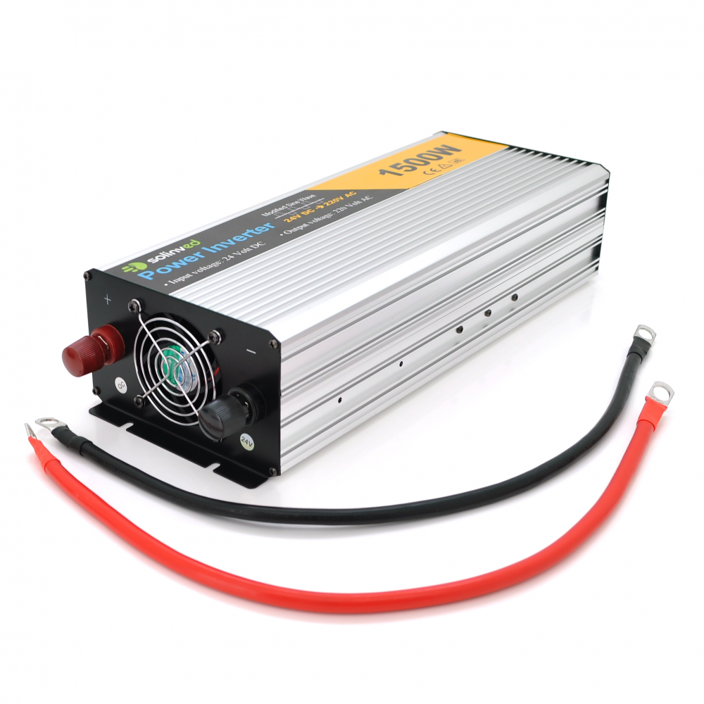 Инвертор Solinved Sol-Yb24-1500M, 24V/220V, 1500W с аппроксимированной синусоидой, 2Shuko, USB, клеммные провода, Q6
