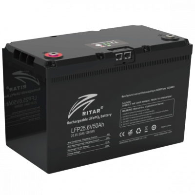 Акумулятор літій-залізо-фосфатний (LiFePo4) Ritar LiFePO4 25,6V 50Ah 1280Wh BMS25@8S Bluetooth