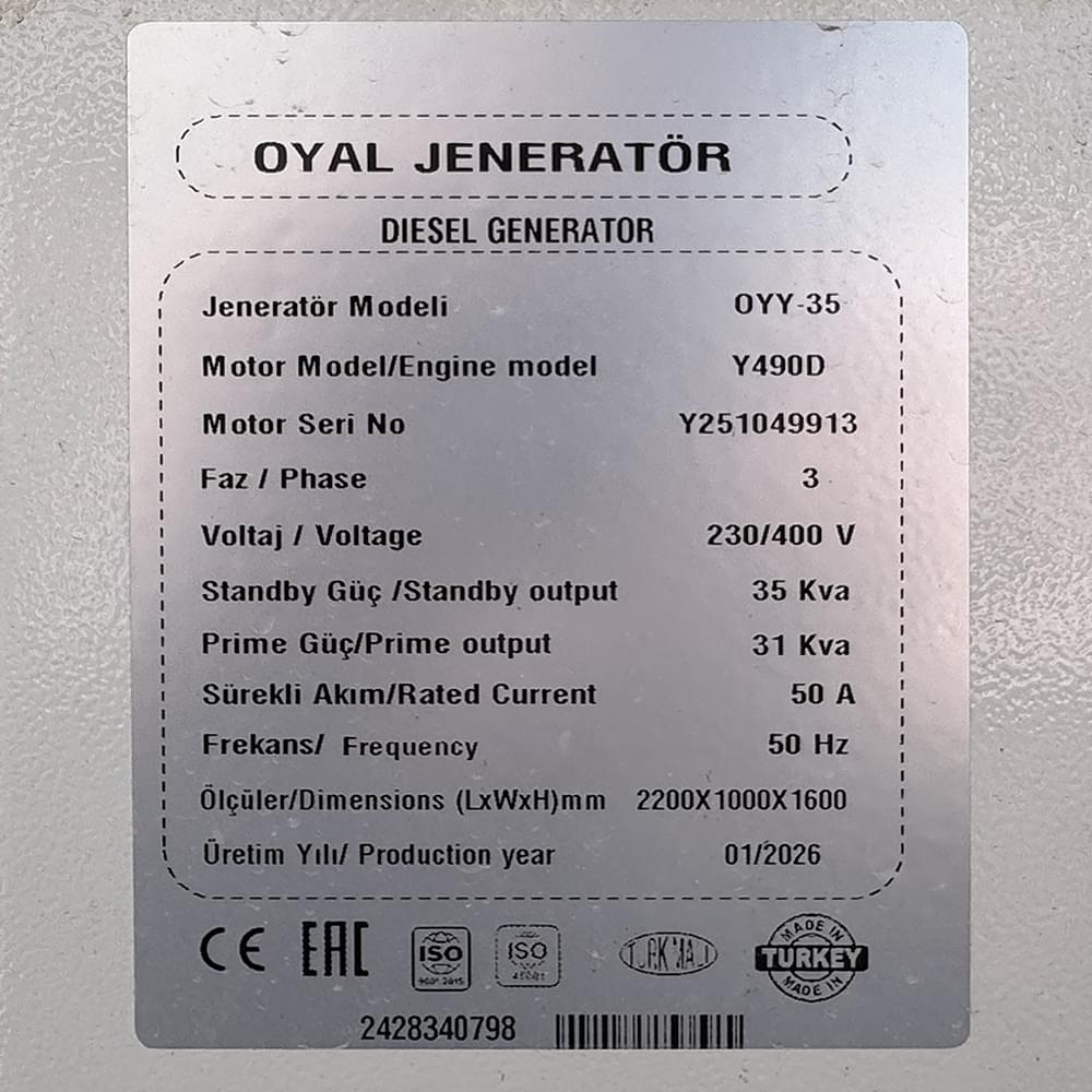 Дизельный генератор Oyal OYY-30 YANG DONG Y490D 30KVA/24KW