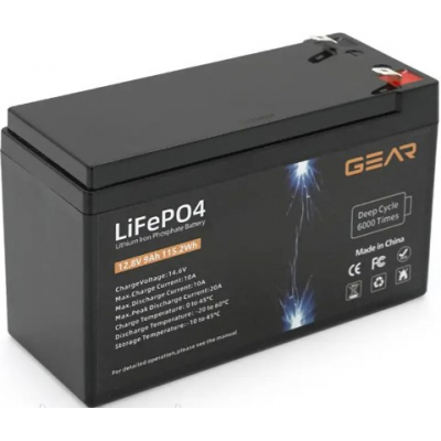 Аккумулятор литий-железо-фосфатный(LiFePo4) Gear LiFePO4 12,8V 9Ah (BMS-10A/10A) Q8