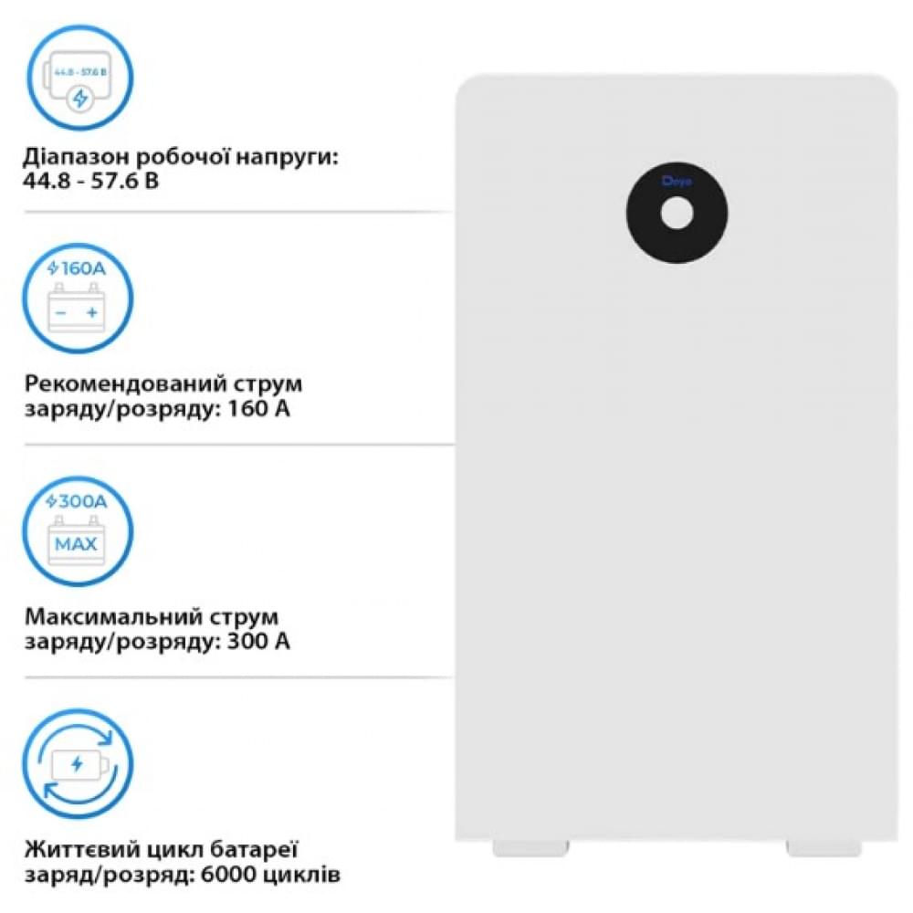 Аккумулятор литий-железо-фосфатный(LiFePo4) Deye LiFePO4 RW-F16, 51,2V 314Ah 10.64KW