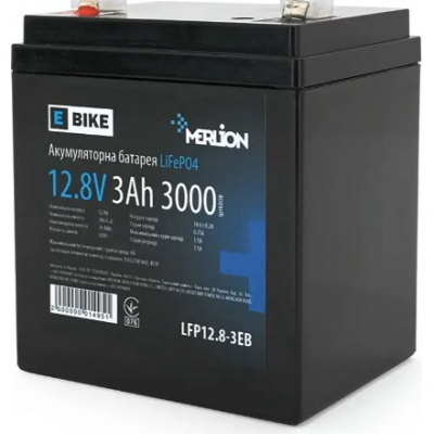 Акумулятор літій-залізо-фосфатний (LiFePo4) Merlion LiFePO4 12,8V 3,3Ah (4S1P/BMS-5A)