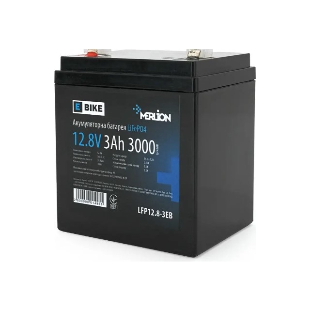 Акумулятор літій-залізо-фосфатний (LiFePo4) Merlion LiFePO4 12,8V 3,3Ah (4S1P/BMS-5A)
