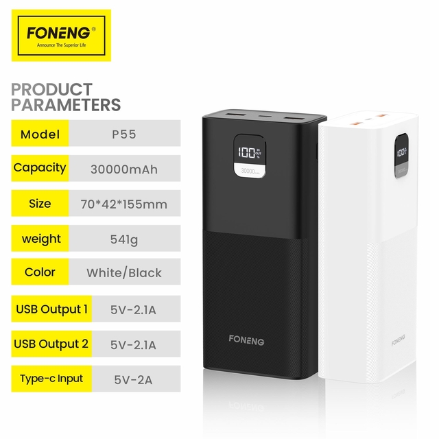 Повербанк Foneng P55 30000mAh Black