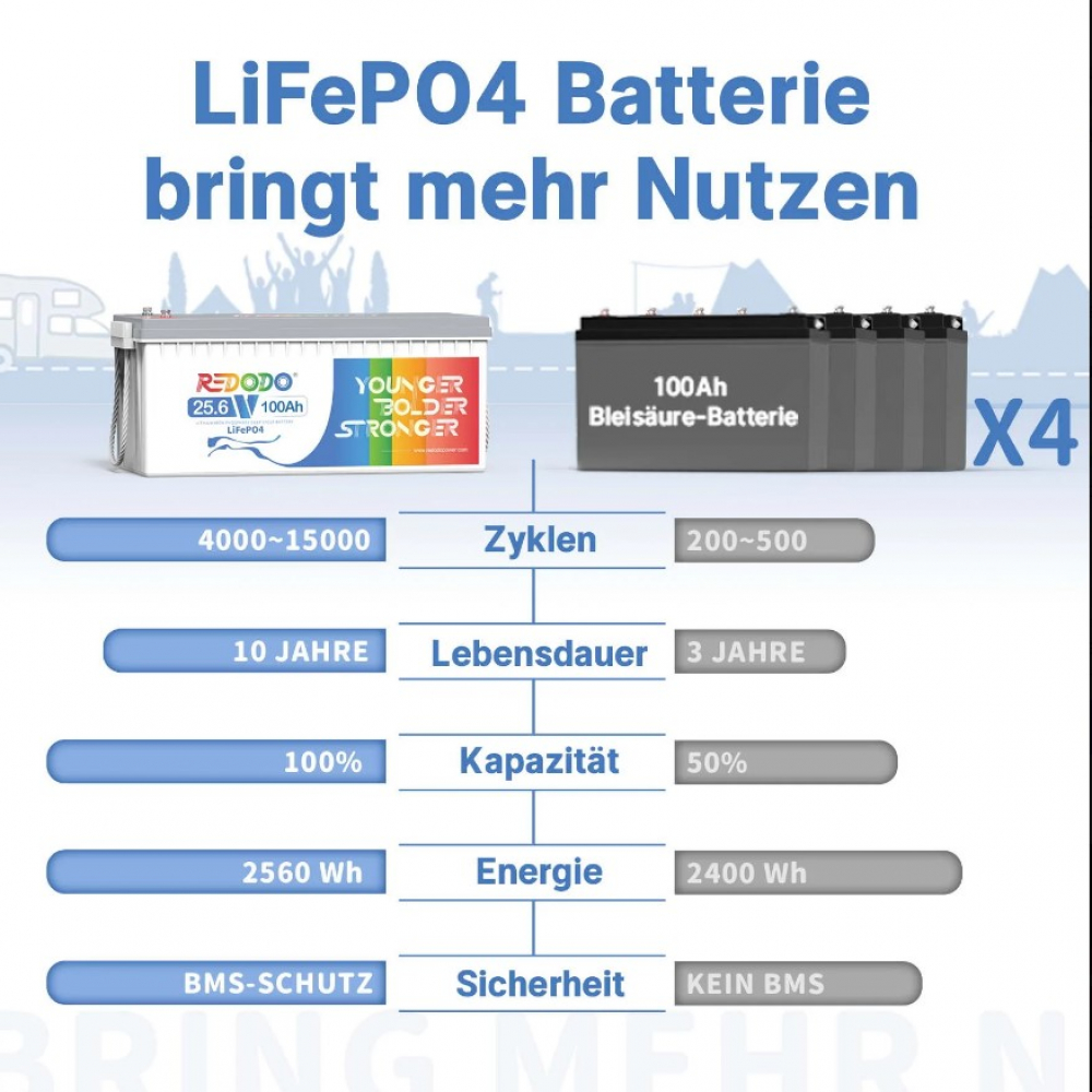 Акумулятор Redodo  2,56kWh LiFePO4  (24V 100Ah)