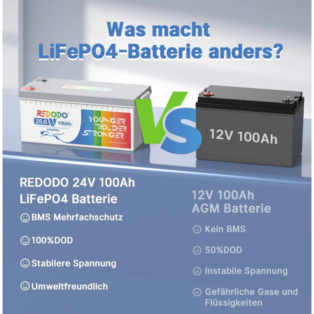 Акумулятор Redodo  2,56kWh LiFePO4  (24V 100Ah)