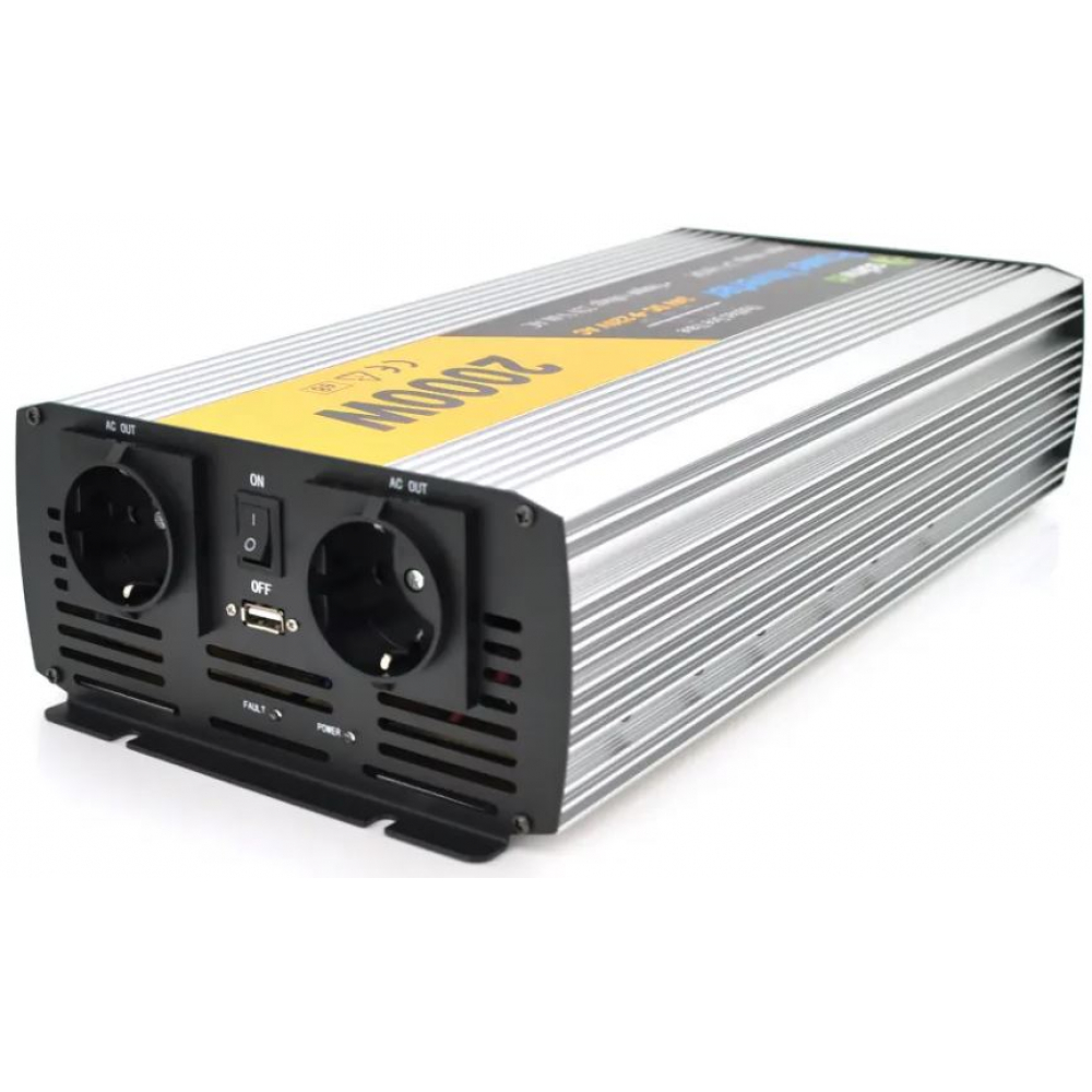 Інвертор Solinved Sol-Yb24-2000M, 24V/220V, 2000W з апроксимованою синусоїдою, 2Shuko, USB, клемні дроти, Q5