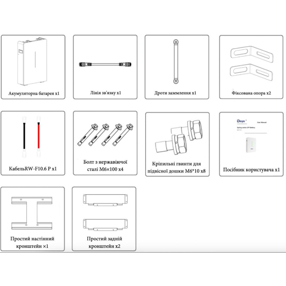 Акумулятор літій-залізо-фосфатний (LiFePo4) Deye LiFePO4 RW-F10.6, 51,2V 208Ah 10.64KW