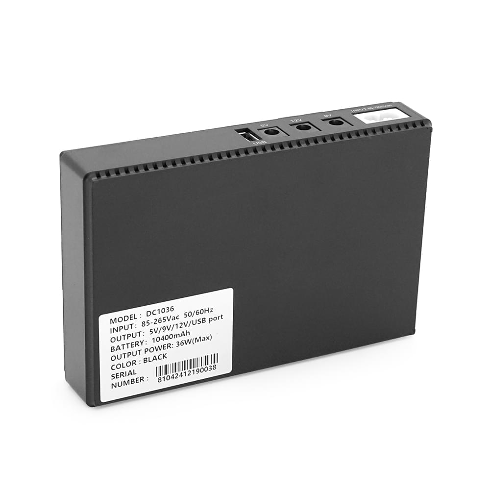 ИБП Green Wave UPS-36W DC1036-10, 10400мAh(4*2600MAh), USB 3.0, Black, BOX