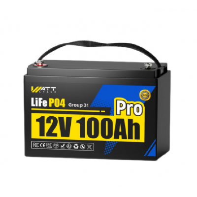 Акумулятор літій-залізо-фосфатний WattCycle LiFePO4 WT12V100AH110PRO Bluetooth 12,8V 100Ah, 1,28kWh