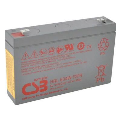 Аккумулятор свинцово-кислотный CSB HRL634WF2FR (6V 9Ah)