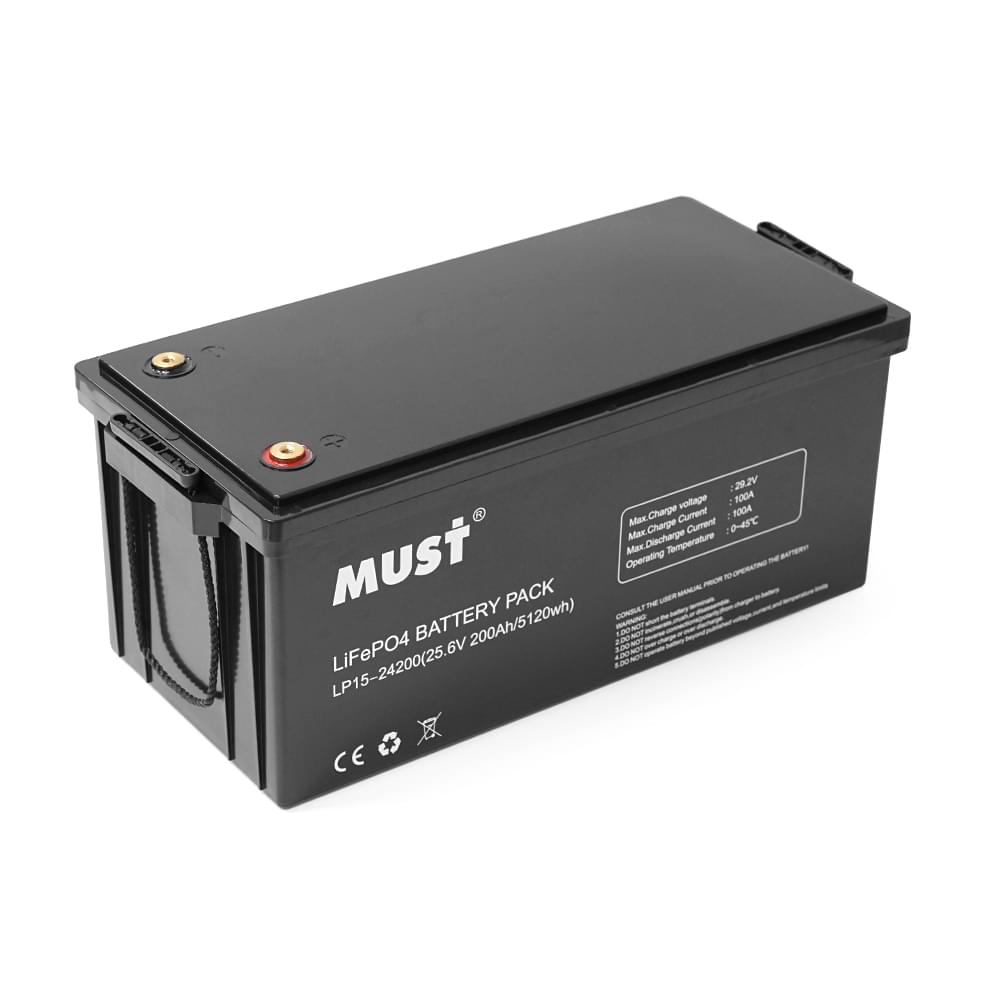 Акумулятор Must LiFePO4 LP15-24200 25.6V 200Ah, 5,12kWh, BMS100A@4S