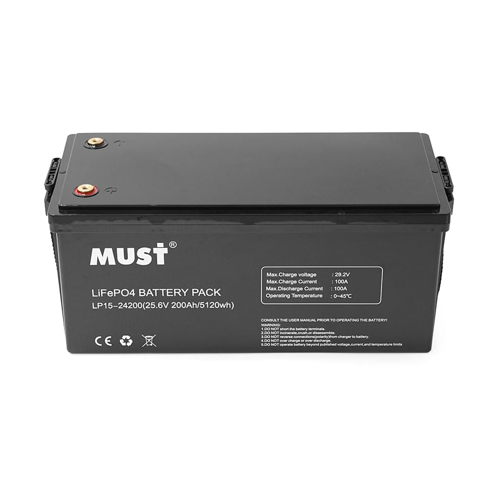 Акумулятор Must LiFePO4 LP15-24200 25.6V 200Ah, 5,12kWh, BMS100A@4S