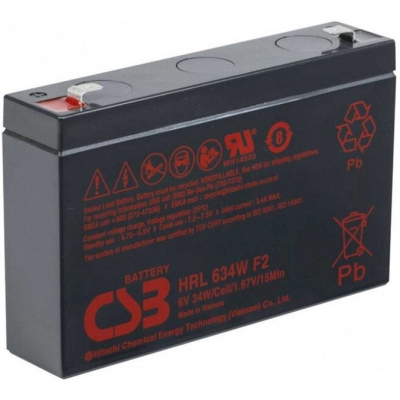 Аккумулятор свинцово-кислотный (AGM) CSB HRL634WF2 (AGM 6V 9Ah)