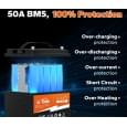 Акумулятор літій-залізо-фосфатний LiTime L12V50-BASIC-4-A38 LiFePO4 12,8V 50Ah 640Wh(100/100A)