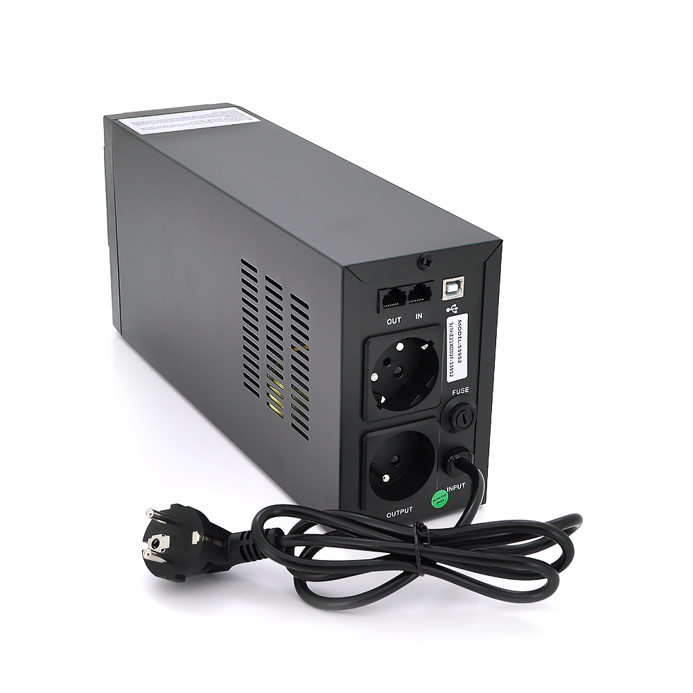 ИБП Qoltec QLT850 (480W) Proxima-L, LCD, AVR, 2st, 2xSCHUKO socket, 1x12V9Ah, plastik Case