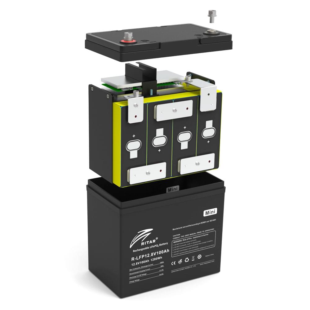 Акумулятор Ritar LiFePO4 12,8V 100Ah mini, 1280Wh BMS50@4S