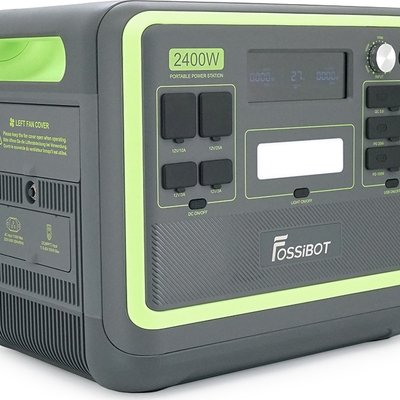 Портативная зарядная станция FOSSiBOT F2400, 2200W/2048Wh LiFePO₄, MPPT 500W max, XT60-12V/25А, 2xDC5521-12V-3A, CarPort-12V-10A, 2xAC230V, 2xUSB-A-18W, 4xUSB-C-100W, Wi-Fi, Bluetooth, charge 2 h,386*840*321 мм. 22кг