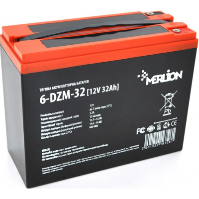 Аккумулятор свинцово-кислотный (AGM) Merlion AGM 6-DZM-32 (12V 32Ah) M5 (тяговой)