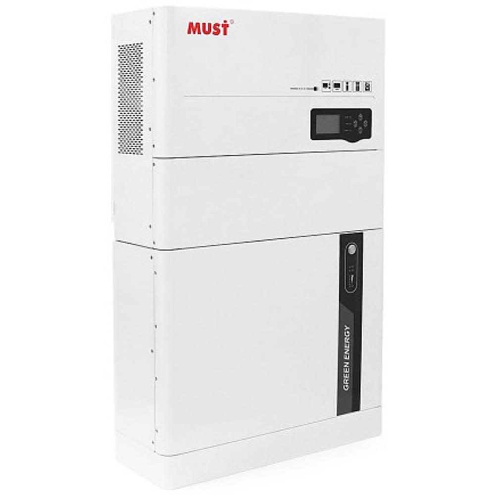 Комплект резервного питания Must HBP-5548ES, 5,5KW, 5,12KW LiFePo4 51.2V DC 100Ah (5120Wh), MPPT (150~430 V), 100A, IP50, CAN, RS485, 1320*5