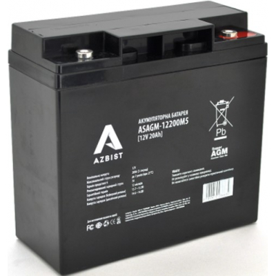 Акумулятор свинцево-кислотний (AGM) Azbist Super AGM ASAGM-12200M5 Black Case 12V 20Ah Q4