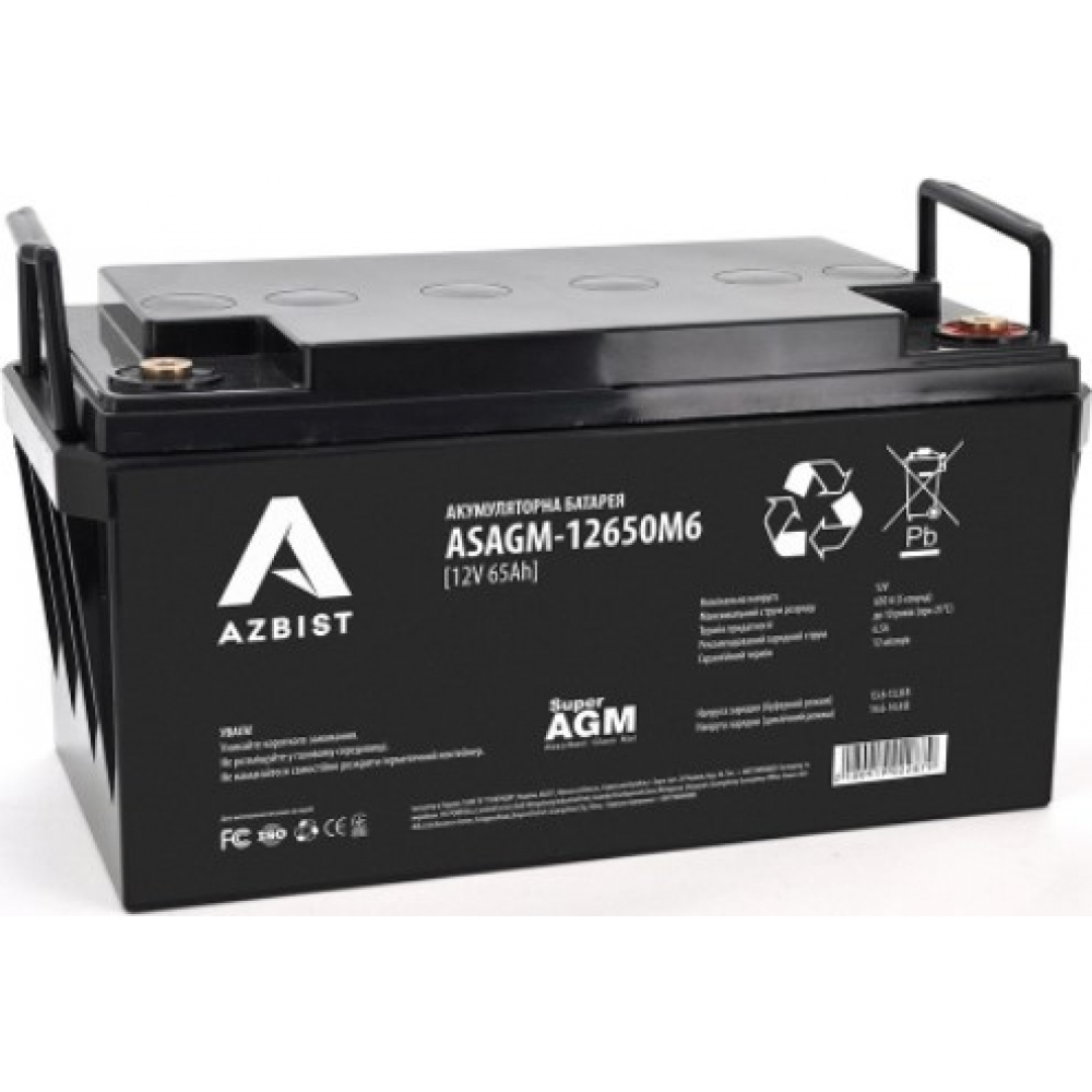 Акумулятор Azbist Super AGM ASAGM-12650M6, Black Case, 12V 65.0Ah Q1/48