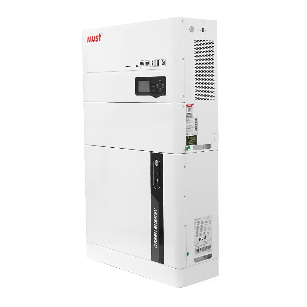 Комплект резервного питания Must HBP-5548ES, 5,5KW, 5,12KW LiFePo4 51.2V DC 100Ah (5120Wh), MPPT (150~430 V), 100A, IP50, CAN, RS485, 1320*5