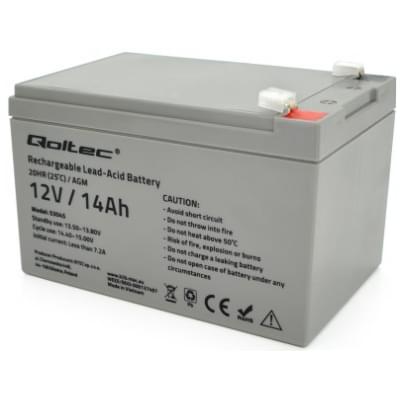Акумулятор свинцево-кислотний (AGM) Qoltec QLT1214B AGM (12V 14Ah)