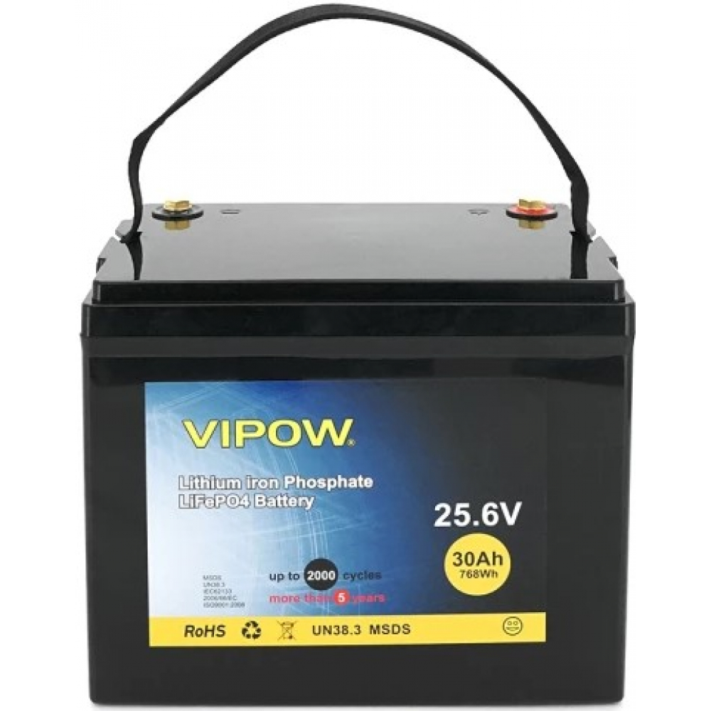 Аккумулятор Vipow LiFePO4 25,6V 30Ah із вбудованою ВМS платою 25A (230*128*209), Q2