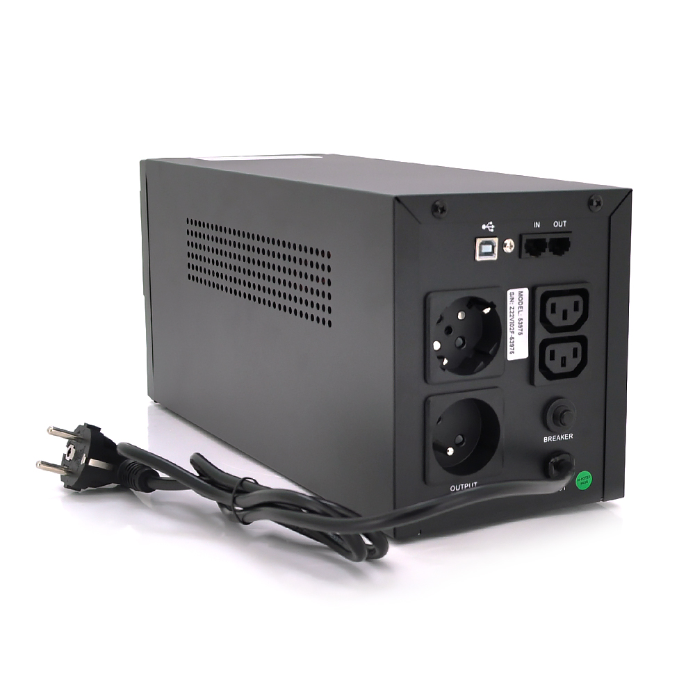 ДБЖ Qoltec QLT2000 (1200W) LED, AVR, 3st, 2xSCHUKO socket, 2x12V9Ah, metal Case Q1