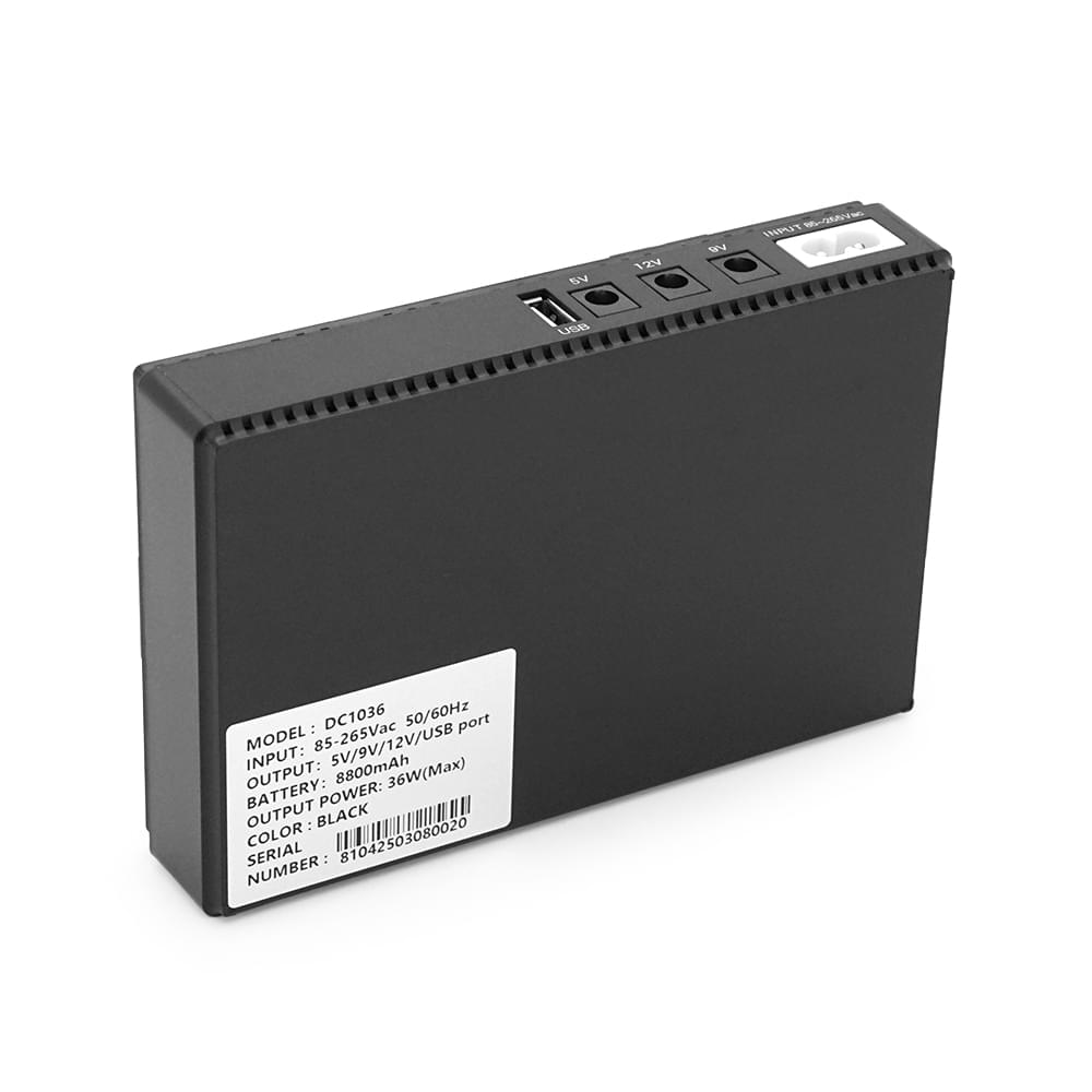 ИБП Green Wave UPS-36W DC1036-8, 8800мAh(4*2200MAh), USB 3.0, Black, BOX