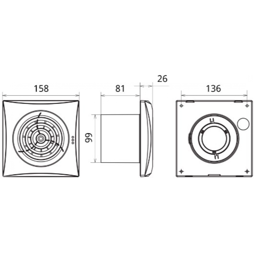 Вытяжной вентилятор настенный Vents 100 Квайт хром