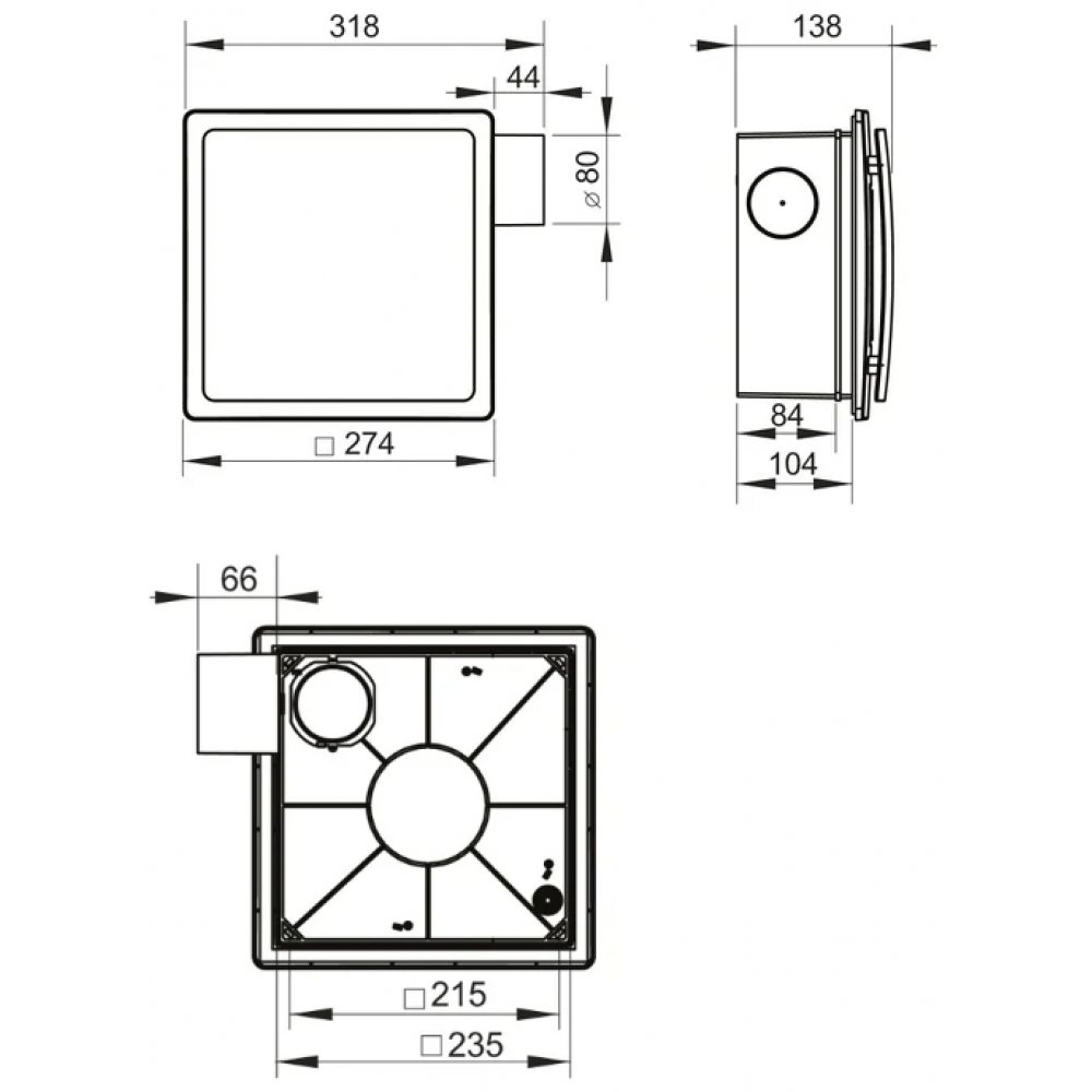 Витяжний вентилятор в корпус Vents ВНВ-1Е 80