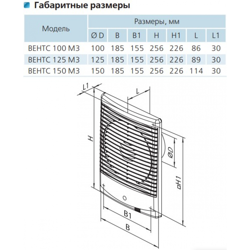 Вытяжной вентилятор настенный Vents 100 М3 К