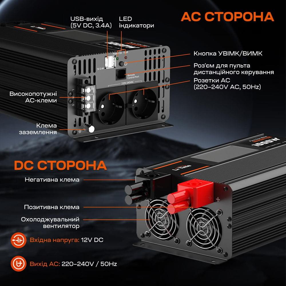 Инвертор LiTime L12V1KW-EN-D