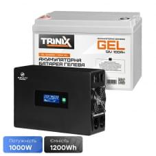 Комплект резервного питания Kraft инвертор KRF-SAVR1000VA/1kW-12V + АКБ Trinix TGL12V100Ah/20Hr GEL