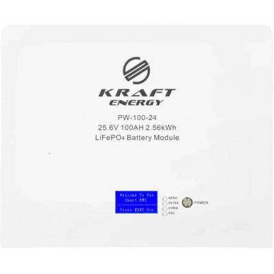 Акумулятор літій-залізо-фосфатний (LiFePo4) Kraft PW-100-24 LiFePO4 25.6V 100Аh