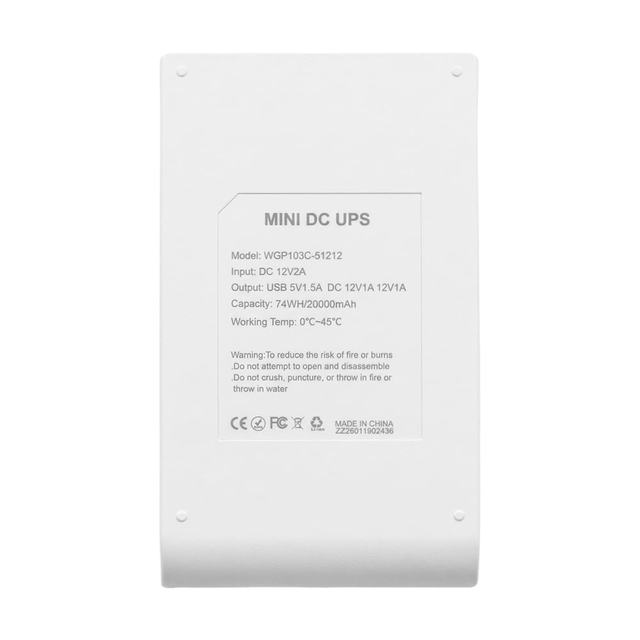 Комплект резервного живлення WGP Mini UPS103C 20000mAh та блок живлення SPF-1202B 12V/2A (24W)