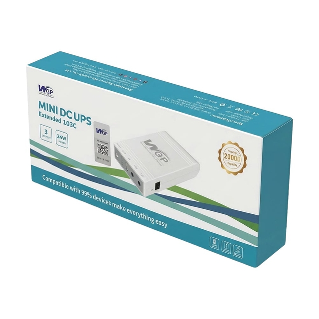 Комплект резервного живлення WGP Mini UPS103C 20000mAh та блок живлення SPF-1202B 12V/2A (24W)