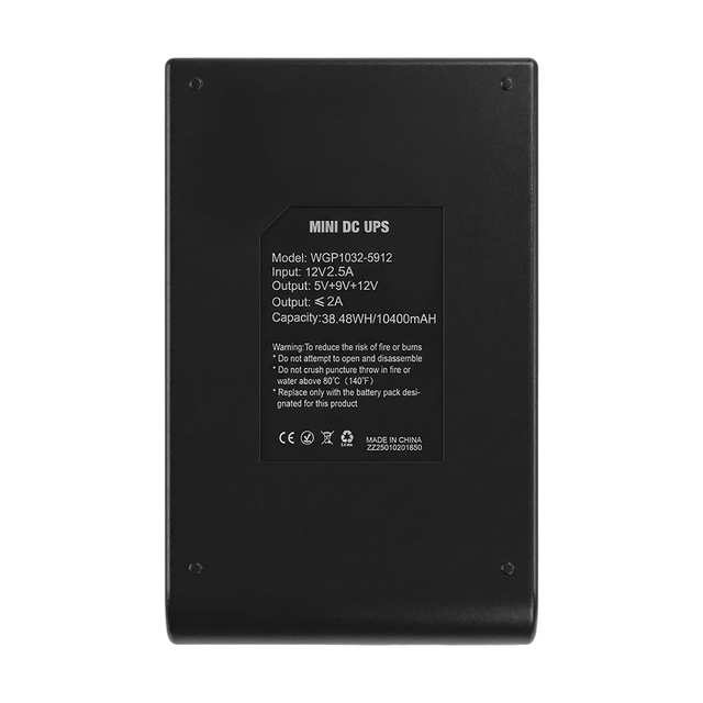 Комплект резервного живлення  WGP Mini UPS1032 Black 10400mAh та блок живлення SPF-1202B 12V/2A (24W)