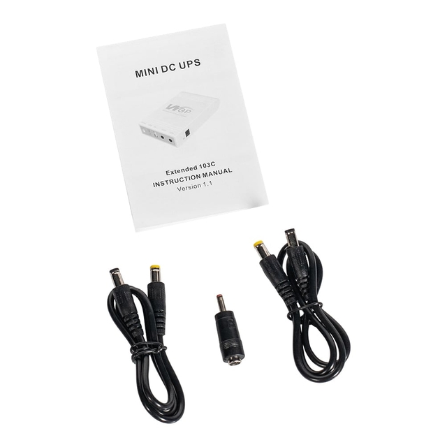 Комплект резервного живлення  WGP Mini UPS1032 Black 10400mAh та блок живлення SPF-1202B 12V/2A (24W)
